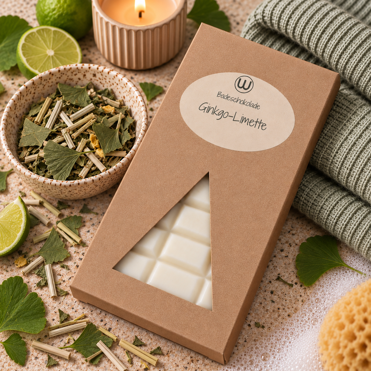Ginkgo Limetten Badeschokolade